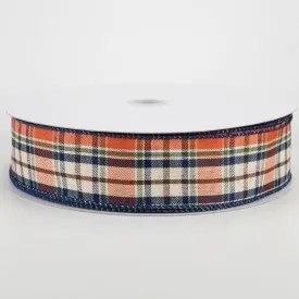 1.5"  Scarecrow Plaid Ribbon: Orange, Moss, Navy (50 Yards)