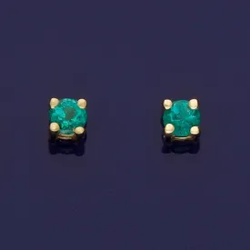 18ct Yellow Gold Emerald 2.5mm Stud Earrings