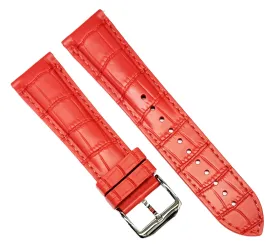 20-22mm New FKM Fluorine Rubber, Red Watch Band with Alligator Grain