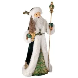 23" Resin Emerald Santa Doll with Staff