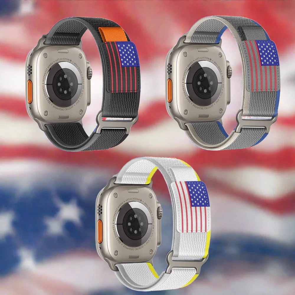 3 Pack Bundle USA Flag Velcro Nylon Loop Strap for Apple watch