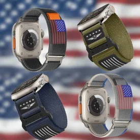 4 Bundle Pack COMBO Police and Military USA FLAG Combo Strap for Apple Watch