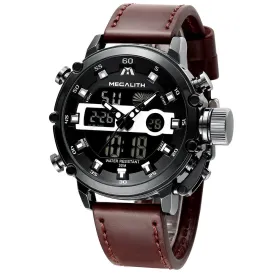 8051M Stylish Analog-Digital Mens Watch with Elegant Leather Band