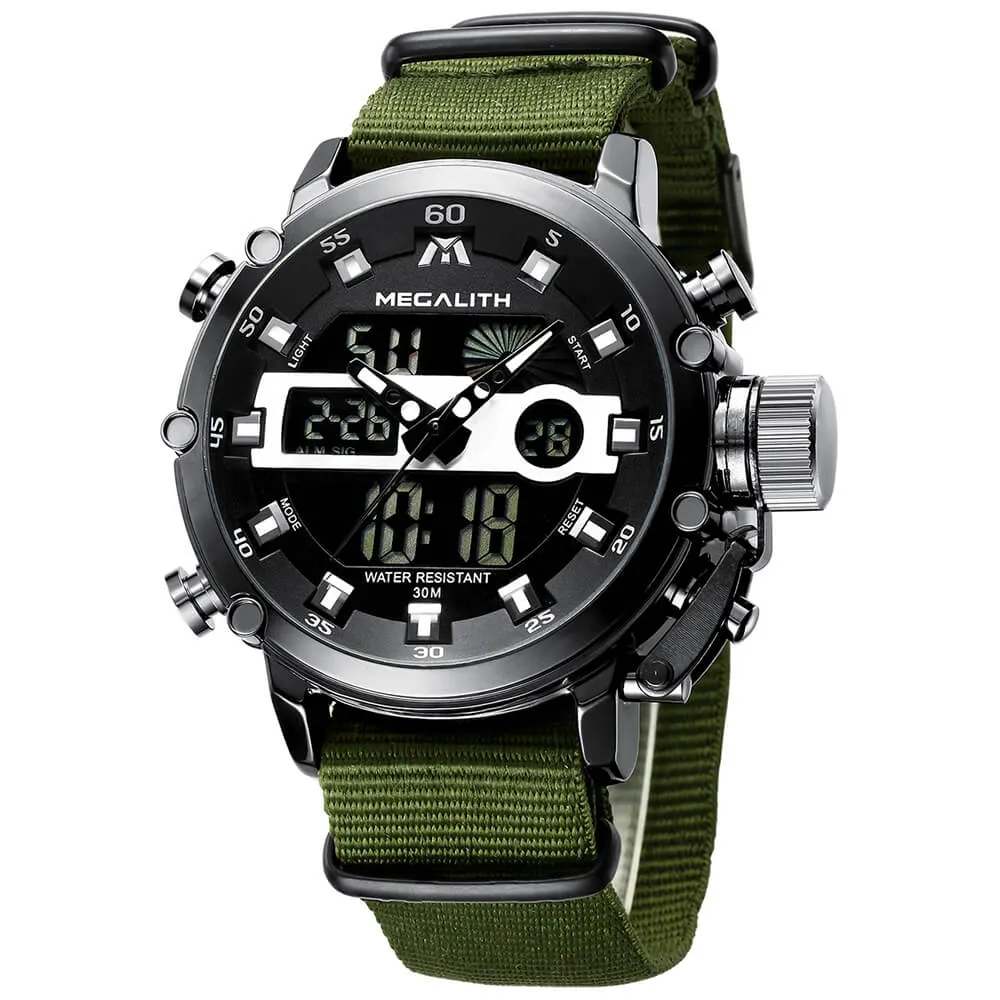 8051M Stylish Analog-Digital Mens Watch with Elegant Leather Band