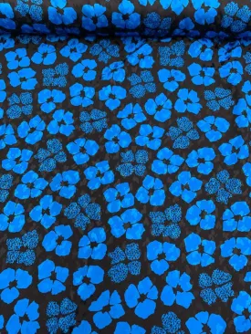 Abraham Floral Printed Silk Jacquard - Blue / Black