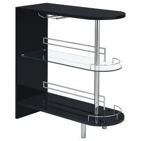 Adolfo Rectangular 2-tier Home Bar Table Black High Gloss