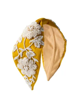 Alessia Yellow Bead Embroidered Women Headband