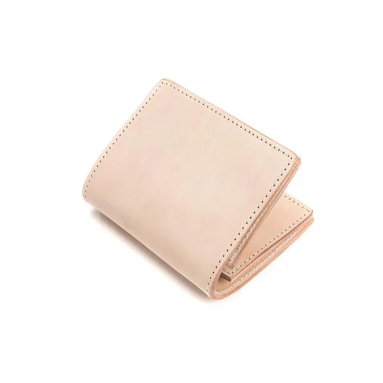 Beige Leather Mens Vertical billfold Wallet Front Pocket Wallet Bifold Handmade Small Wallets For Men