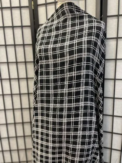 Black & White Plaid Rayon Print