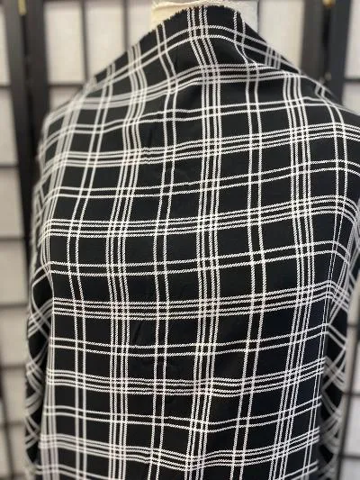 Black & White Plaid Rayon Print