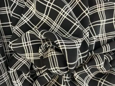 Black & White Plaid Rayon Print