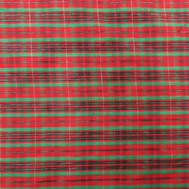 Black, Green and Red Madras Pattern Printed Cotton Blended Broadcloth