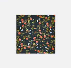 Black Retro Floral Silk Pocket Squares