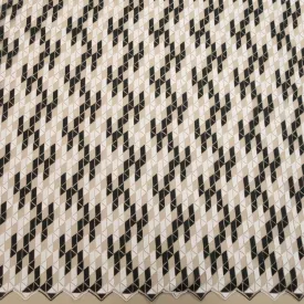 Black Tulle with White and Black Geometric Pattern Embroidered Fabric