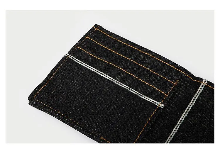 Black Wallet Cool Denim Mens Jean Slim billfold Wallet Bifold Jean Small Wallets For Men