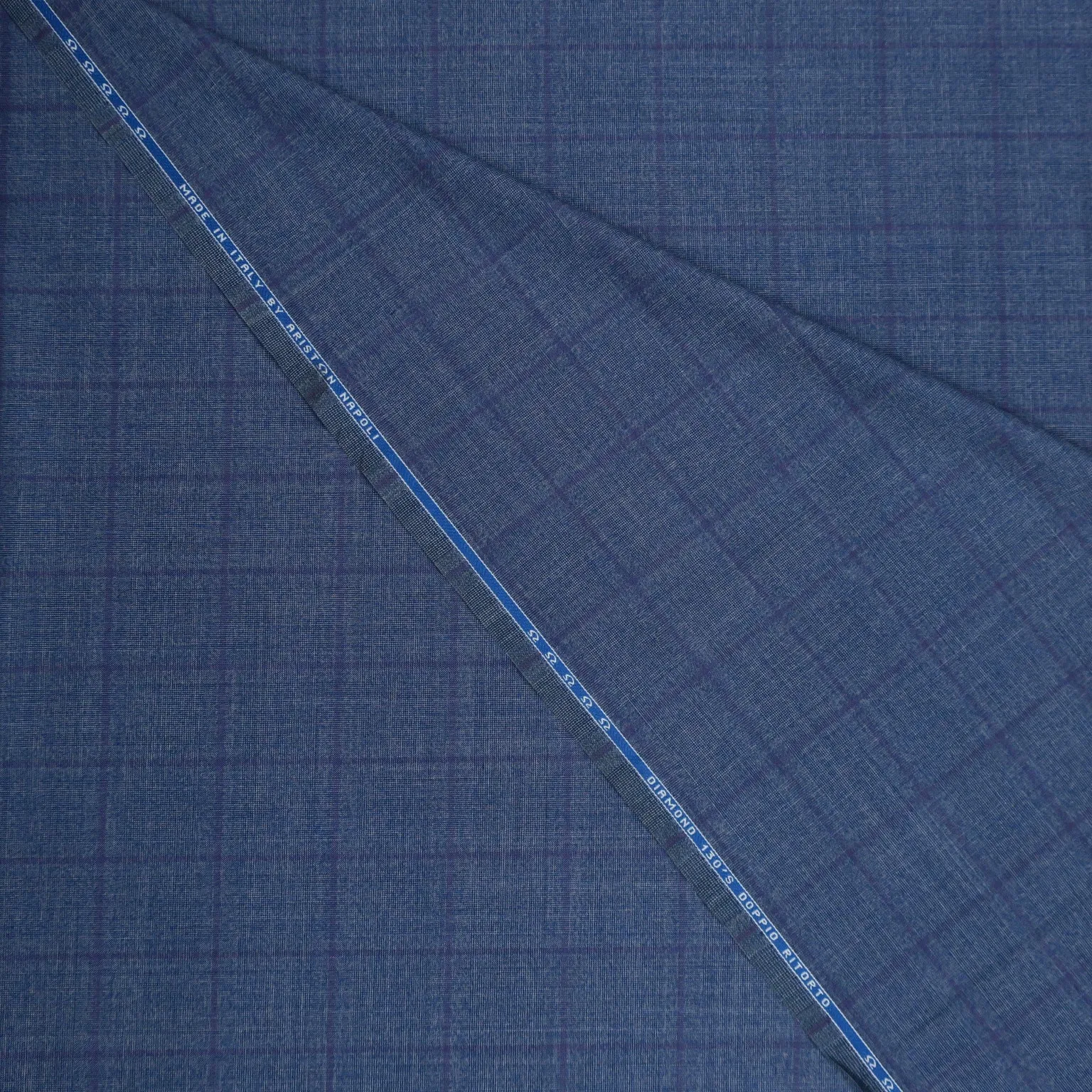 Blue and Navy Windowpane Diamond Super 130's Doppio Ritorto Ariston Fabric