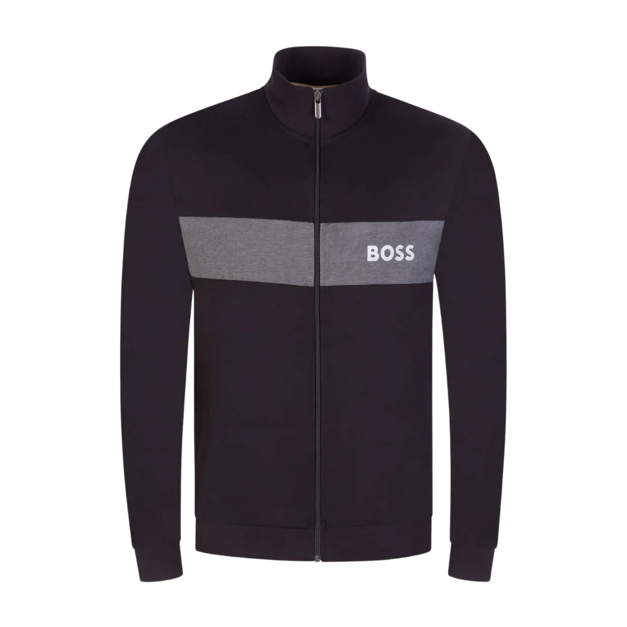 BOSS Print Logo Zip Up Black Tracksuit Jacket