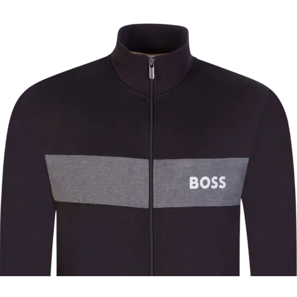 BOSS Print Logo Zip Up Black Tracksuit Jacket