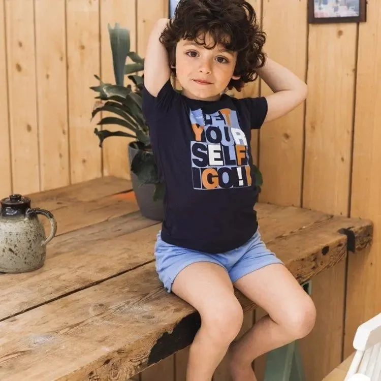 Boys T-shirt Dark Blue Text | Koko-Noko