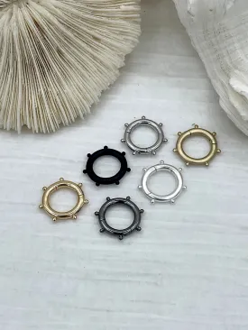 Brass Snap Clasp, Snap Circle with Dots, Round Snap Ring, Snap Gate Clasp, Necklace Building Extender, Charm Holder, FastShip WHOLESALE