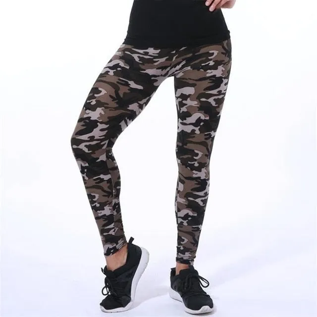 Camouflage Womens for Leggins Graffiti Style Slim Stretch Trouser Army Green Leggings