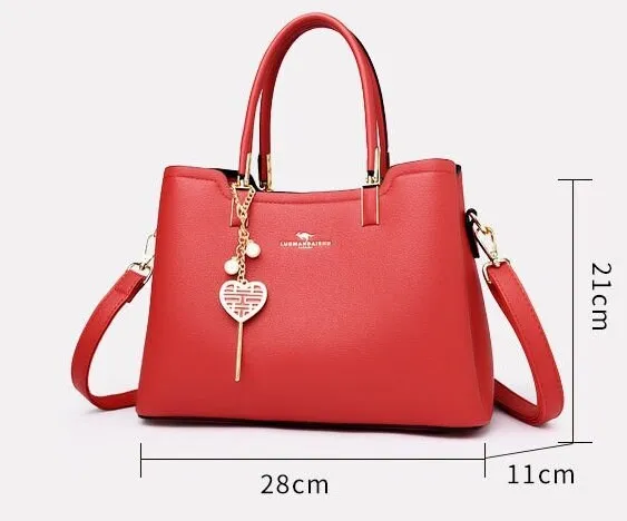 Cute Red Minimalist Simple Solid Color Luxury Cowhide Leather Genuine Leather Handheld Handbag for Women, Shoulder Bag, Crossbody Bag