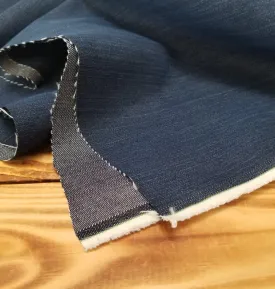 Designer Deadstock Candiani Italian Cotton Striated Vintage Dark Blue Denim-by the yard