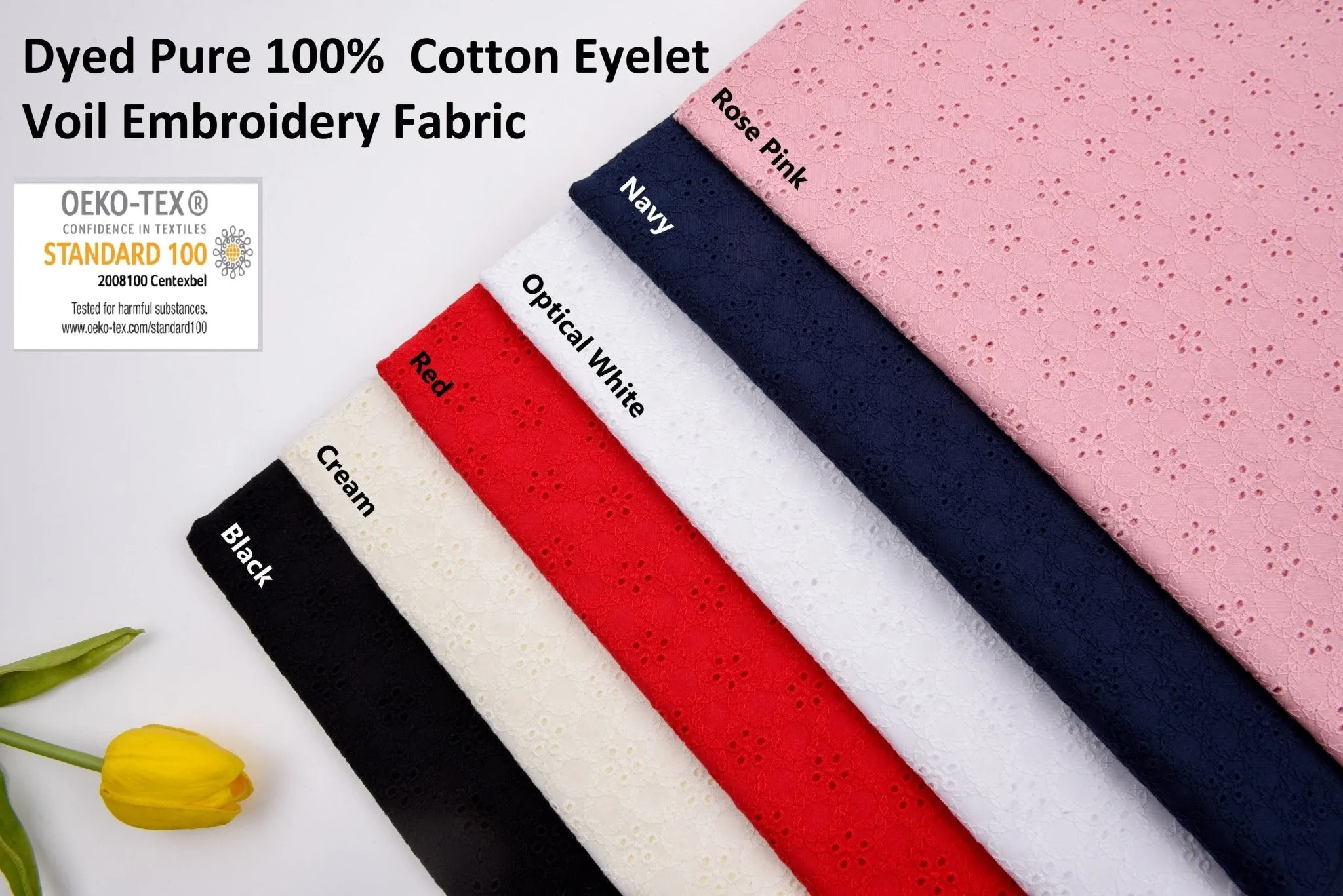 Dyed Pure 100%  Cotton Eyelet  Voil Embroidery Fabric - GK-27292