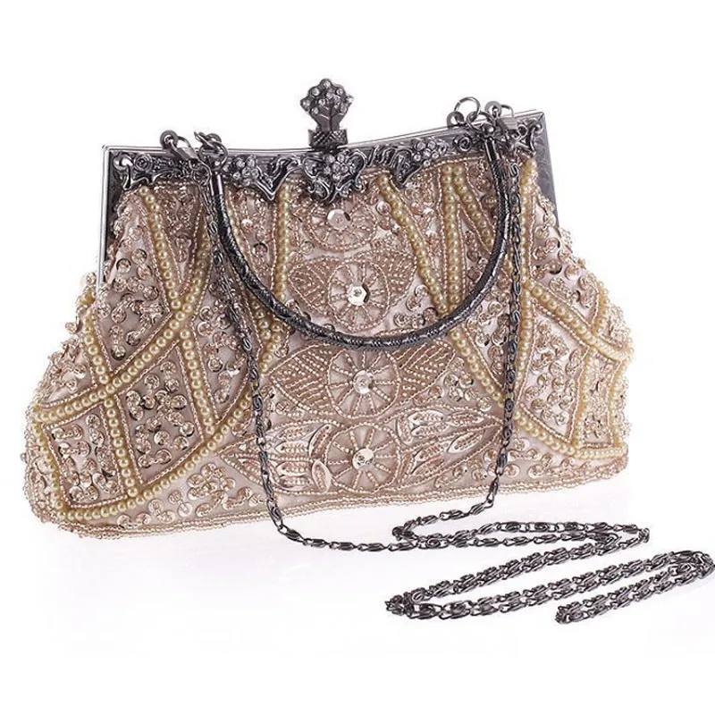 Exquisite Hand-Beaded Embroidered Evening Handbag – A Stunning Accessory for Elegant Dresses