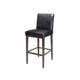 Kells Upholstered Bar Stool Metal Wood Grain Finish Black Vinyl Seat