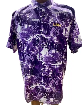 Mens LSU Tigers Electric Bloom Sport Camp Shirt by Tommy Bahama