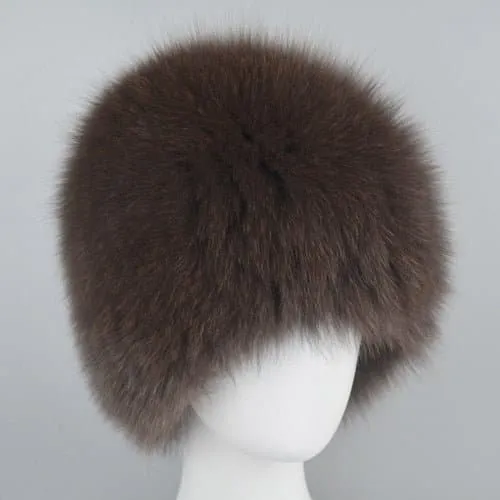 Natural Fox Fur Hat - Luxurious Winter Accessory for Women | Adjustable Size   Real Fur Material | JbenikY