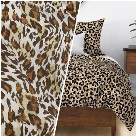 NEW Prince Stanley Novelty Embroidered Leopard Decorating Fabric in Cream and Brown