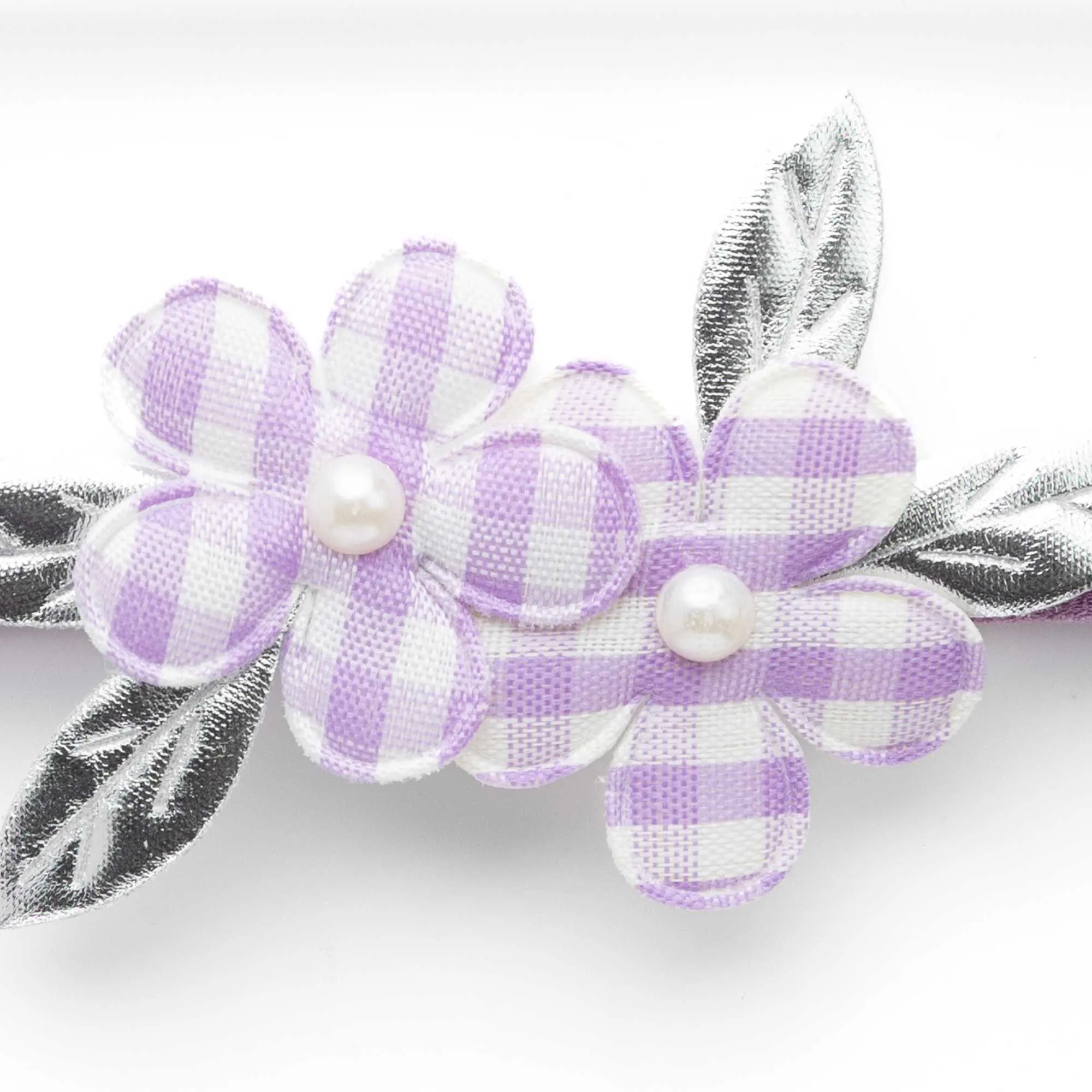 Newborn Checkered Flower Headband- Purple