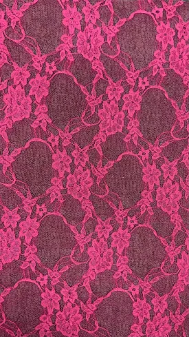 NYLON FLORAL STRETCHED LACE KNIT<br><h6>19A-FUCHSIA<br>LACE3-DT**</h6>