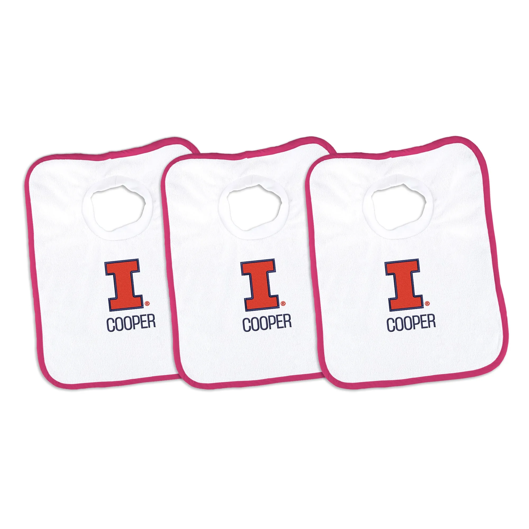 Personalized Illinois Fighting Illini 3-Pack Bibs