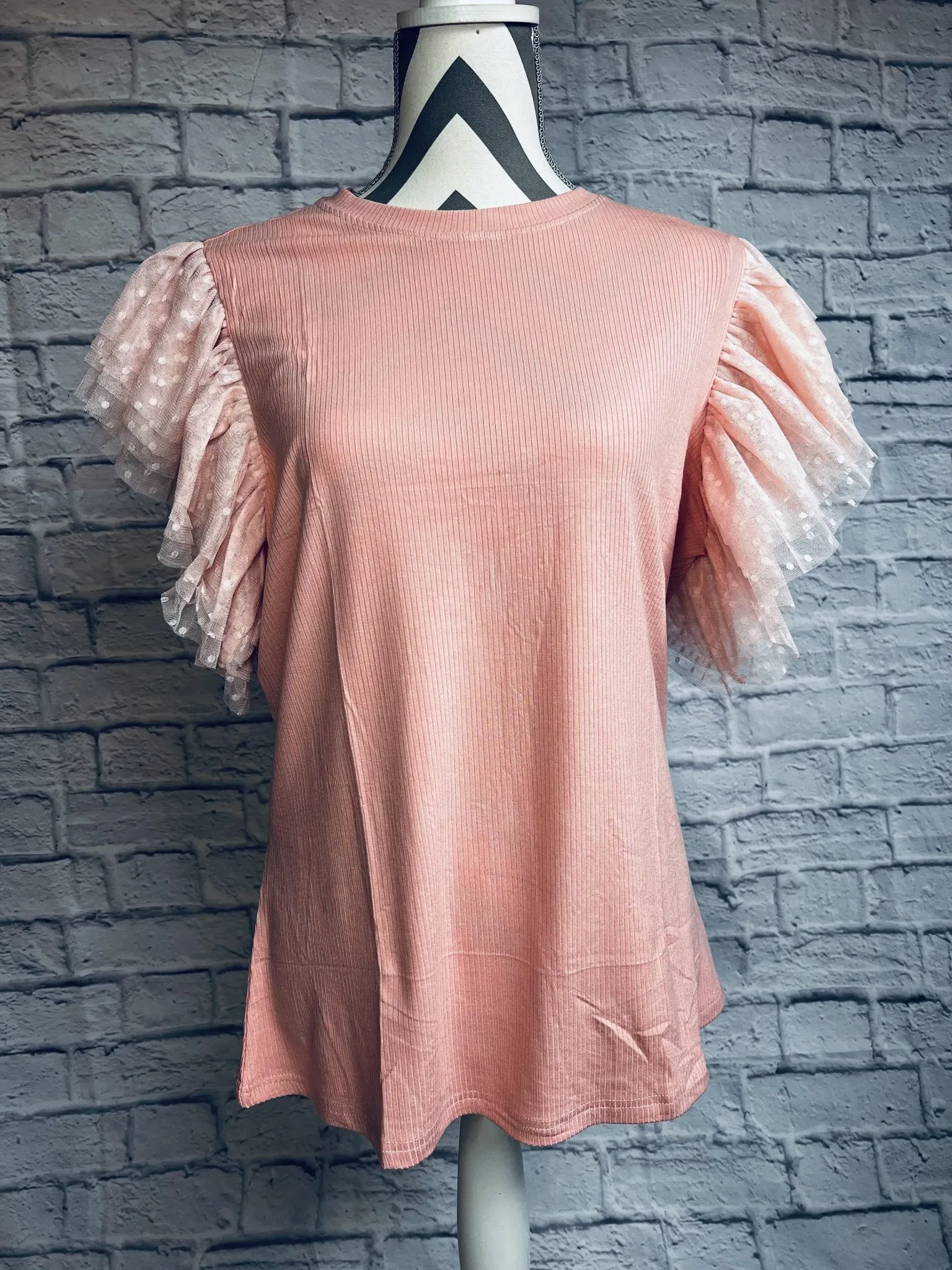 Pink Ruffle Sleeve Top