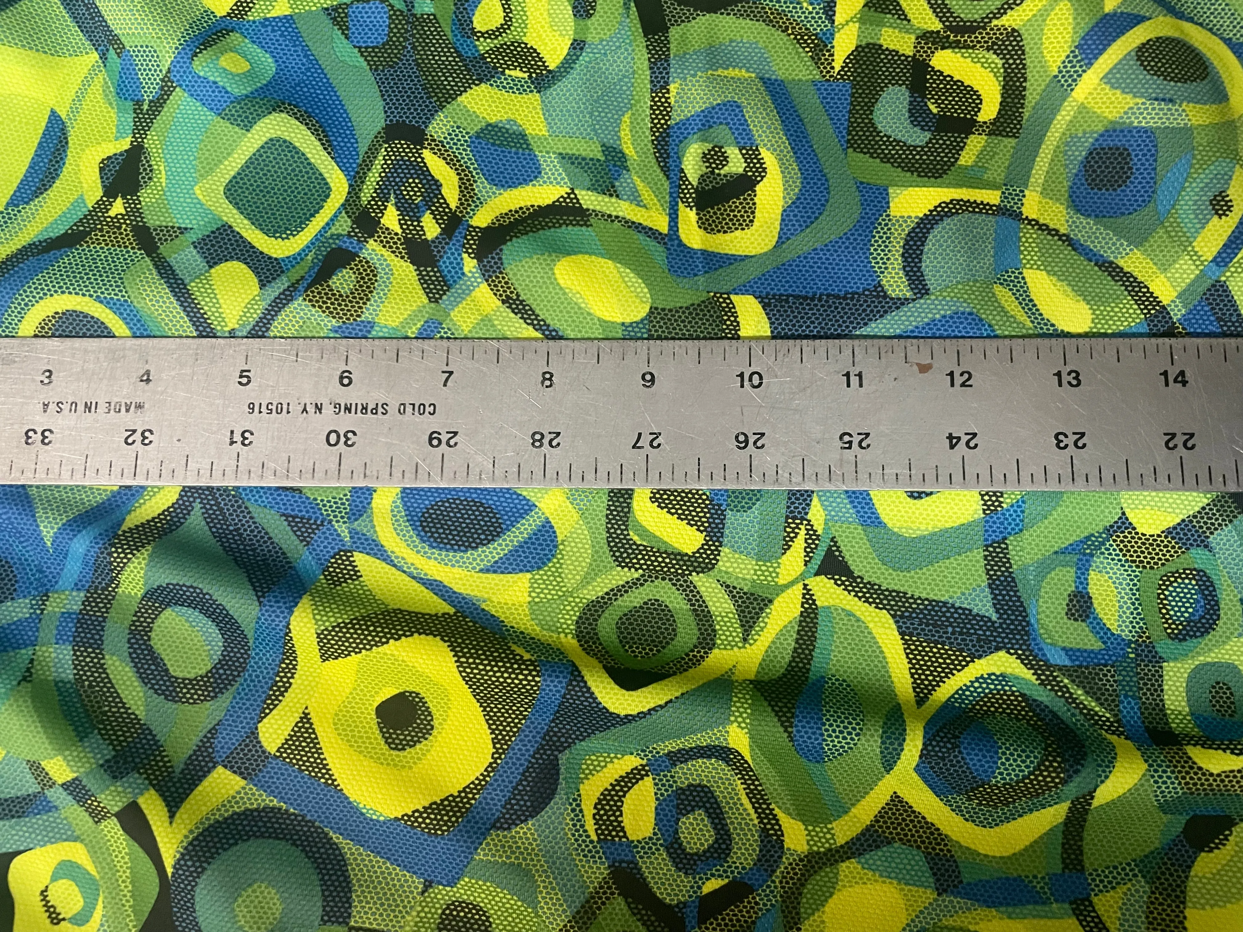 Print Poly Lycra - Lime Green & Blue