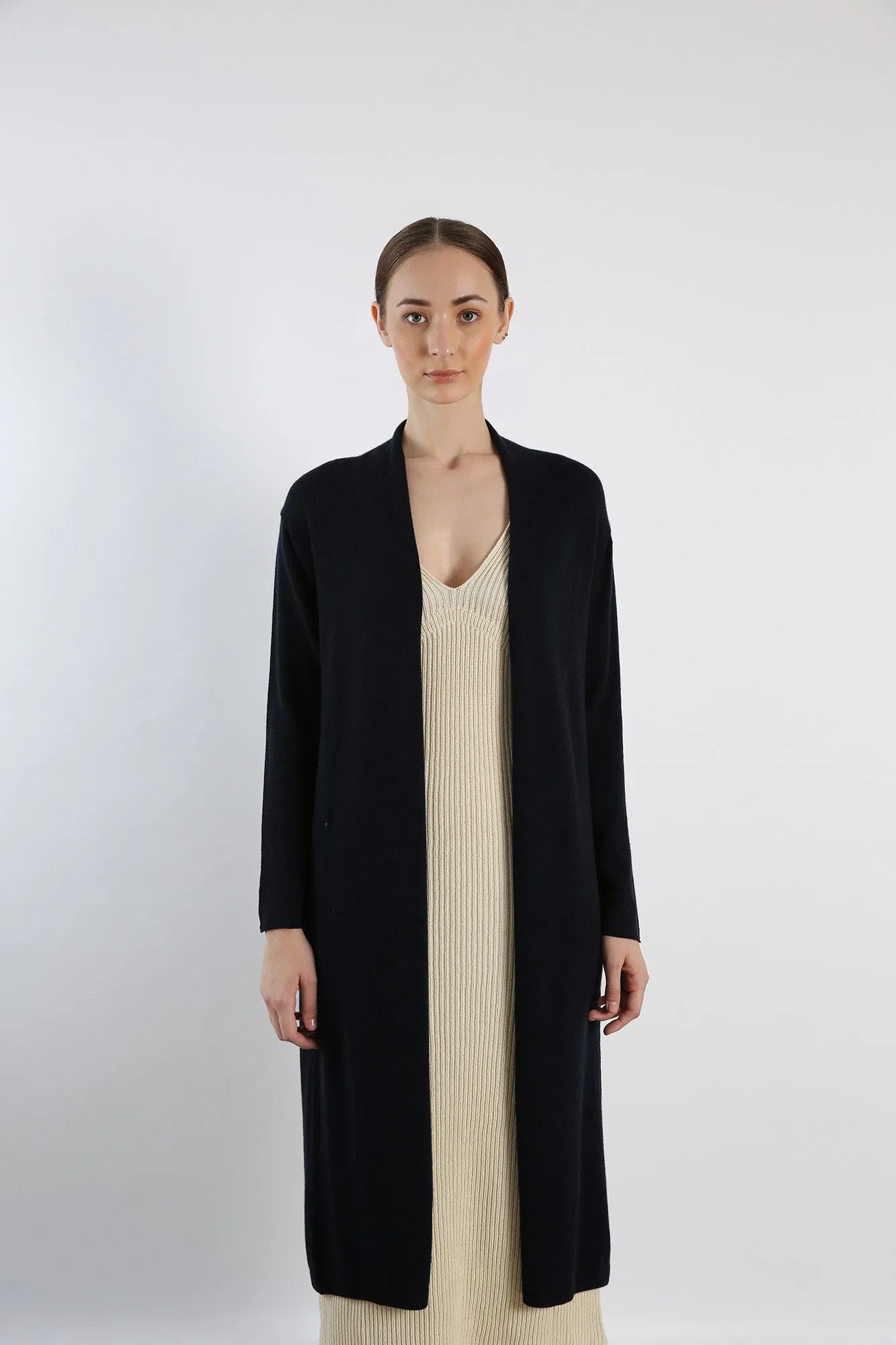 Pure Cashmere Tunic Cardigan - Black