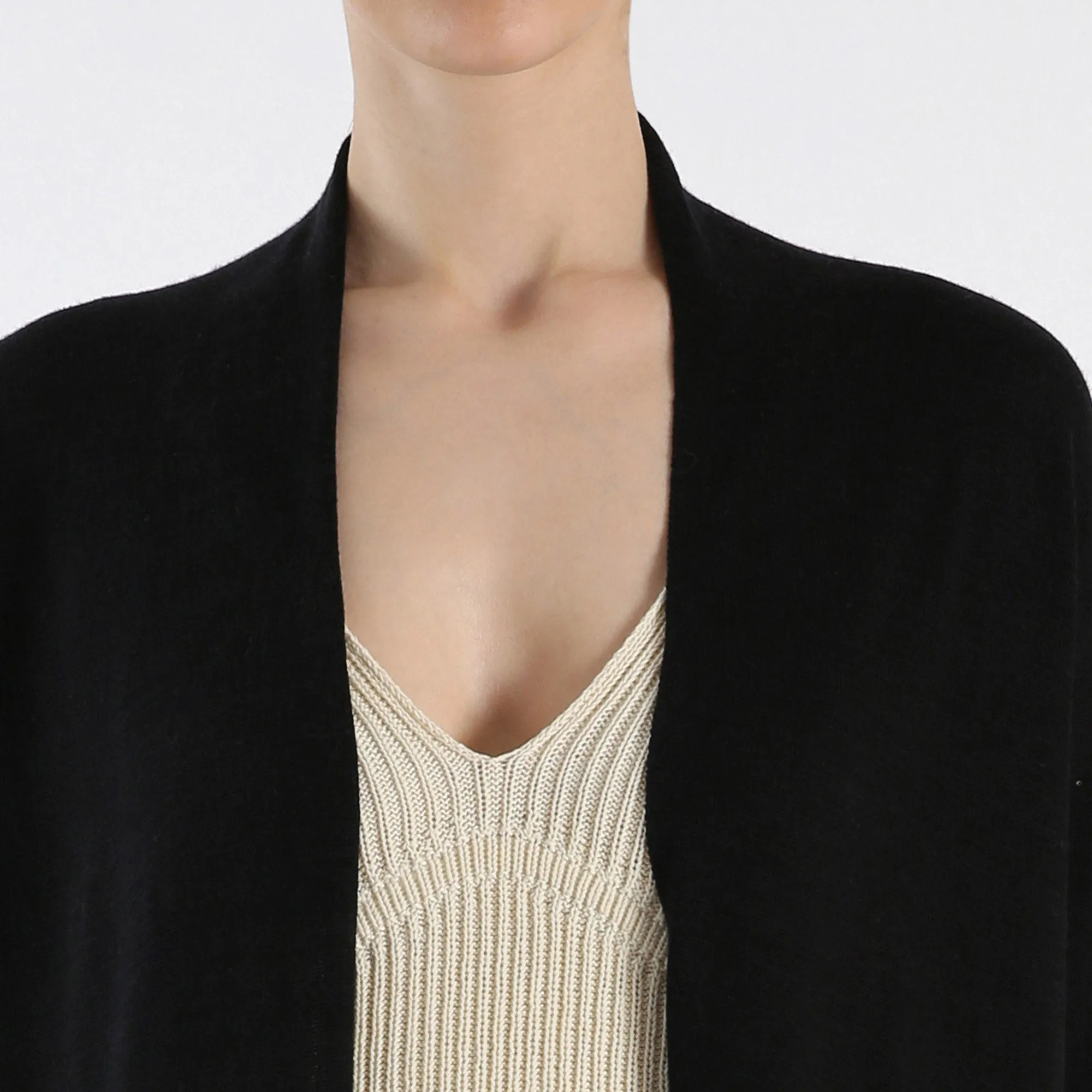 Pure Cashmere Tunic Cardigan - Black