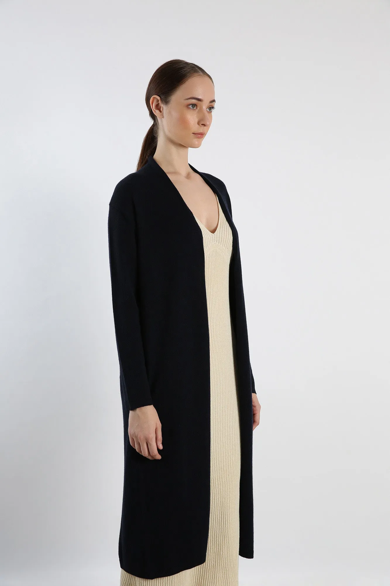 Pure Cashmere Tunic Cardigan - Black