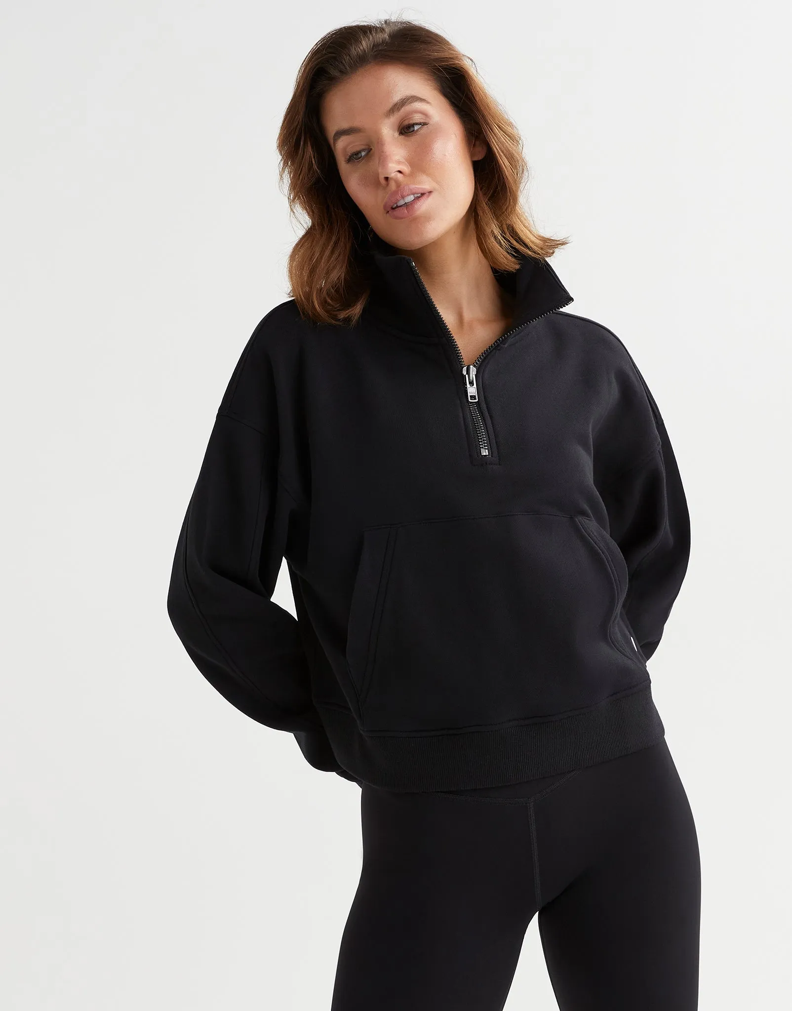 Rihanna 1/4 Zip Up Sweat - Black