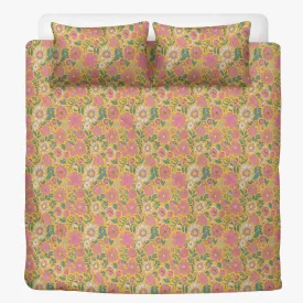 Vampire Art 3-Piece Retro Polyester Bedding Set - 1970s Florals in Yellow