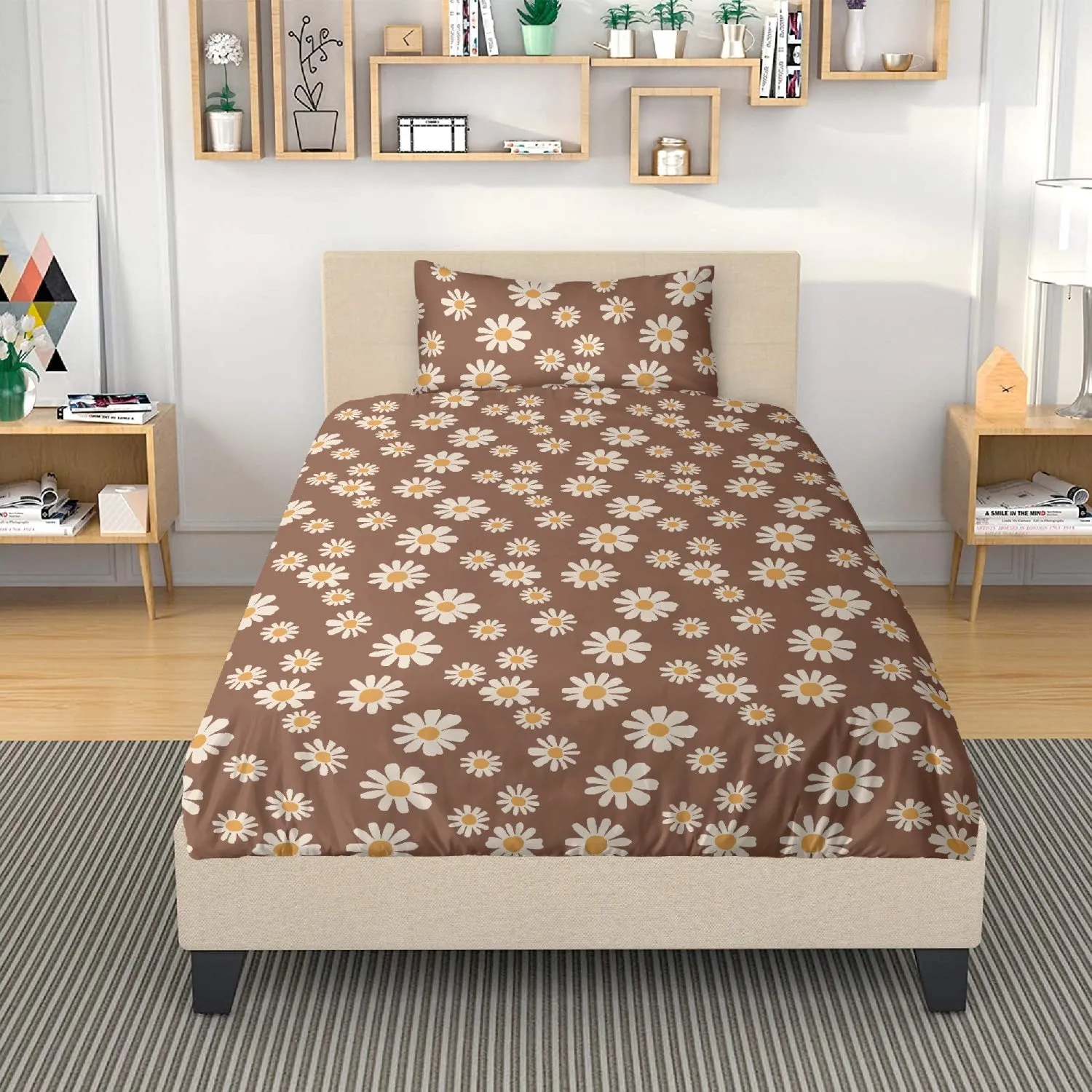 Vampire Art 3-Piece Retro Polyester Bedding Set - Sixties Daisies