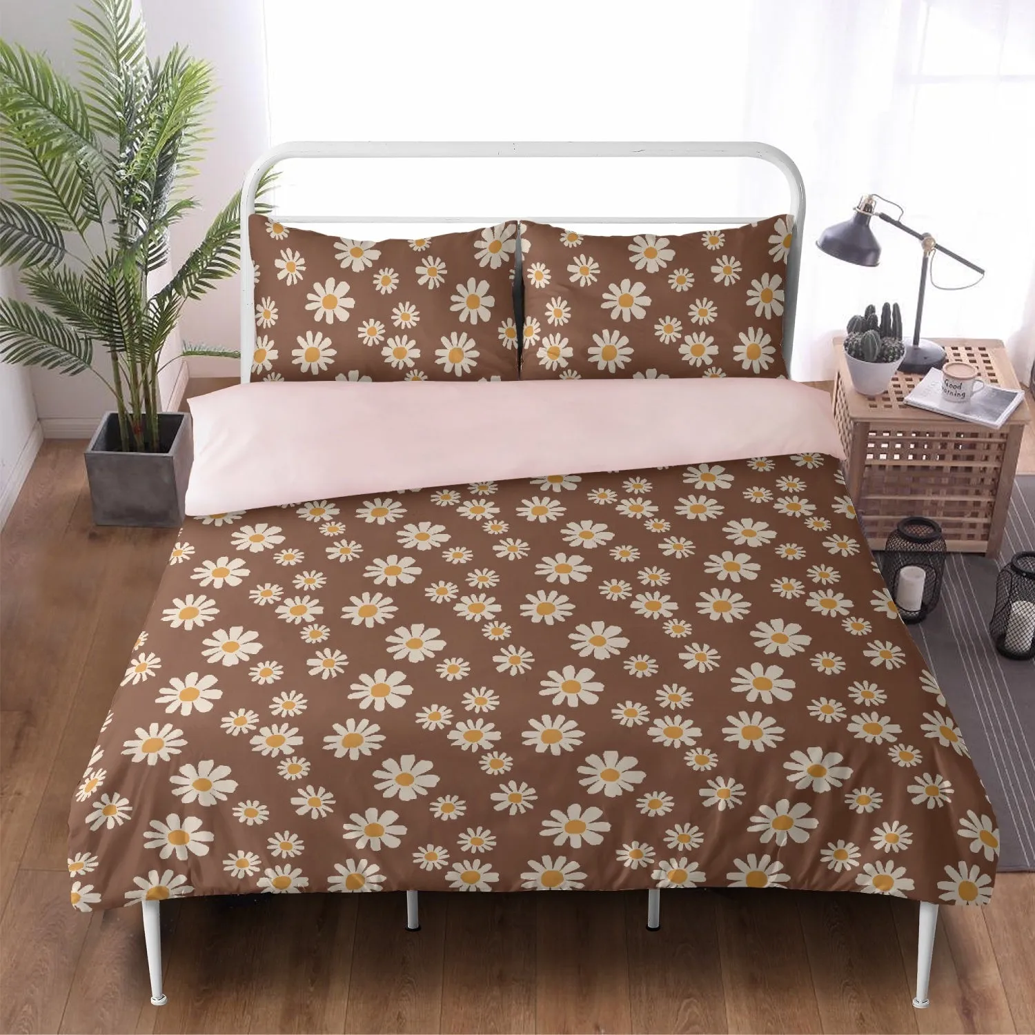 Vampire Art 3-Piece Retro Polyester Bedding Set - Sixties Daisies