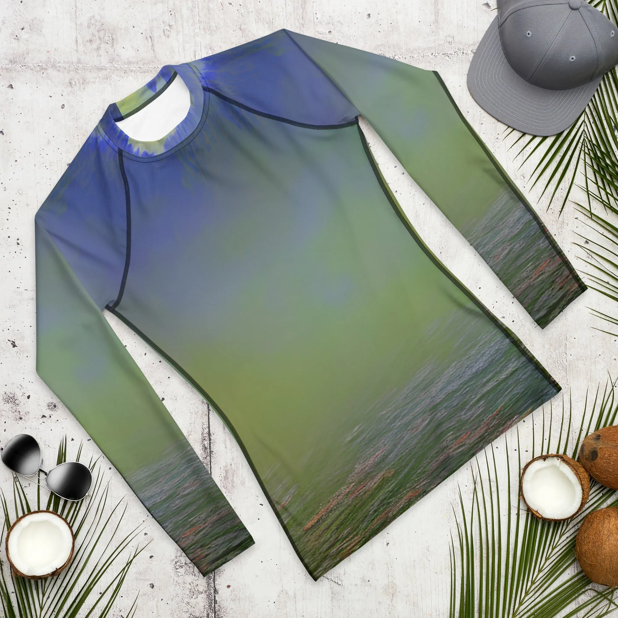 Vibrant Green Abstract Men's Rash Guard - Perfect Gift for Him