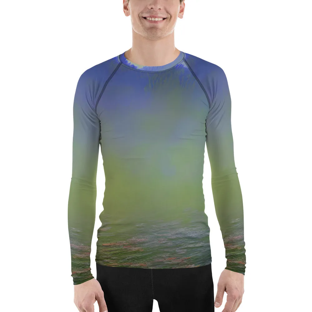 Vibrant Green Abstract Men's Rash Guard - Perfect Gift for Him