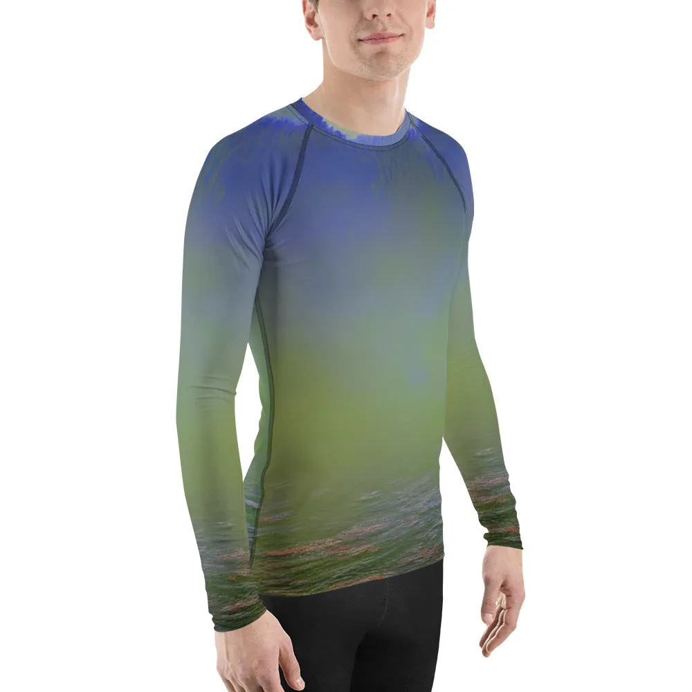 Vibrant Green Abstract Men's Rash Guard - Perfect Gift for Him