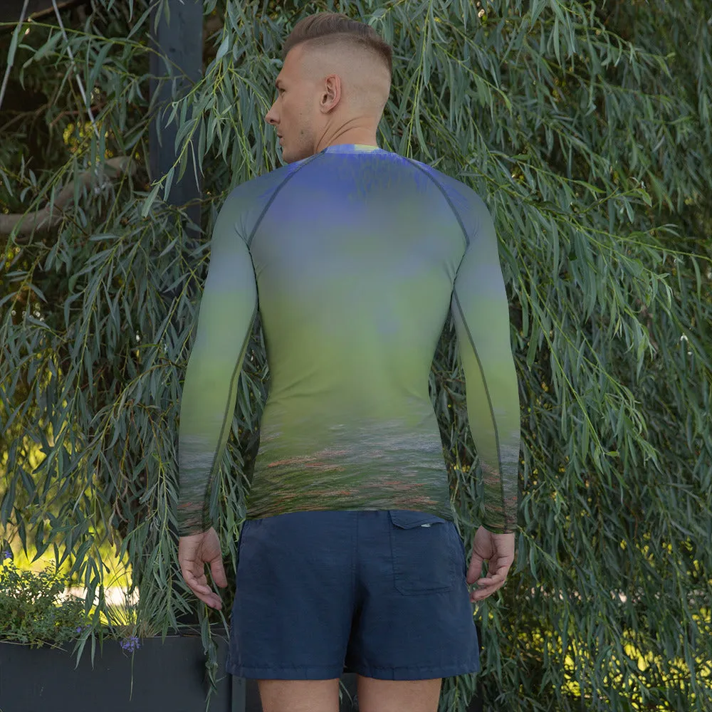 Vibrant Green Abstract Men's Rash Guard - Perfect Gift for Him