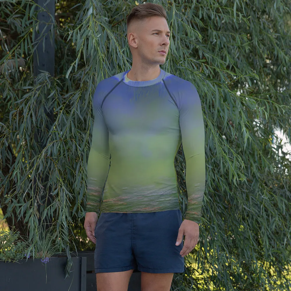 Vibrant Green Abstract Men's Rash Guard - Perfect Gift for Him